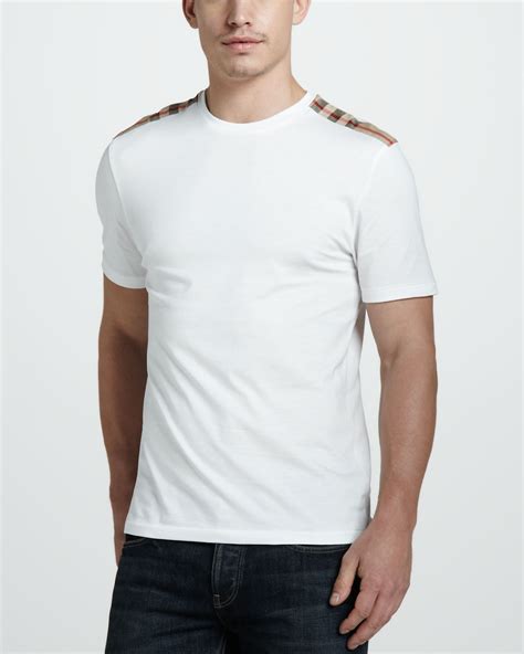 mens burberry brit check shoulder tee|burberry clothing website.